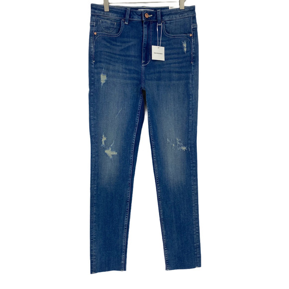 Zara High Rise Skinny Distressed Raw Hem Size 8